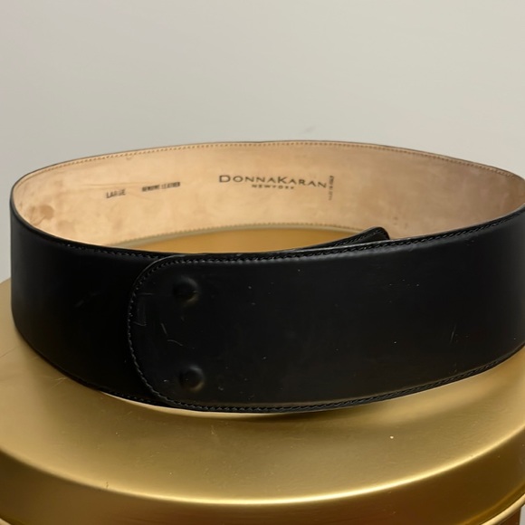 Donna Karan Accessories - Vtg Donna Karan NY Italy Wide Leather Belt Size Large Black